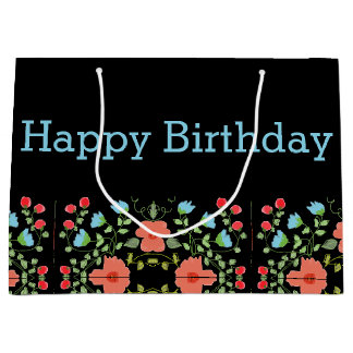 Grand Sac Cadeau Accentuation florale vibrante
