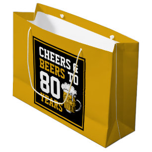 Grand Sac Cadeau Acclamations pour le 80e anniversaire et bières po