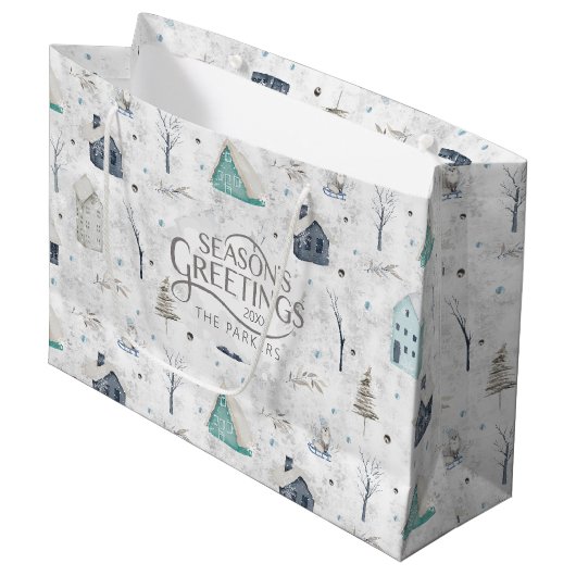 Grand Sac Cadeau Accueil confortable Noël Turquoise ID985 (Devant Angle)