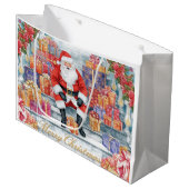 Grand Sac Cadeau Achats  Père Noël Joyeux Noël (Devant Angle)
