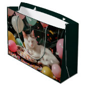 Grand Sac Cadeau Adorable Chat Anniversaire Design de fête (Dos Angle)