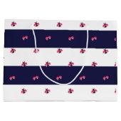 Grand Sac Cadeau Adorable Ladybird Navy Blue Stripes (Dos)
