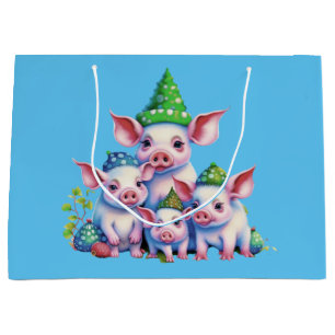 Grand Sac Cadeau Adorable Petites Piggies Arbre de Noël