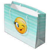 Grand Sac Cadeau Adorable Winking Emoji Face-Be heureux toujours (Dos Angle)