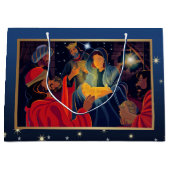 Grand Sac Cadeau Adoration des Mages. Noël personnalisé (Devant)
