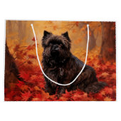 Grand Sac Cadeau Affenpinscher en automne Feuilles automne Inspiré (Dos)