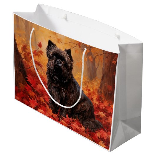 Grand Sac Cadeau Affenpinscher en automne Feuilles automne Inspiré (Dos Angle)