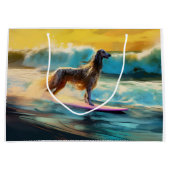 Grand Sac Cadeau Afghan Hound Beach Surf Peinture (Devant)