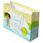 Grand Sac Cadeau African American Boy Pool Party Bash Merci (Devant Angle)
