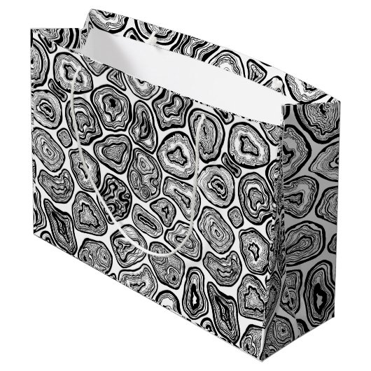 Grand Sac Cadeau Agate les tranches en noir et blanc (Dos Angle)