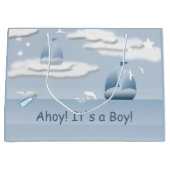 Grand Sac Cadeau Ahoy C'est un Boy Sailboat LGB (Devant)