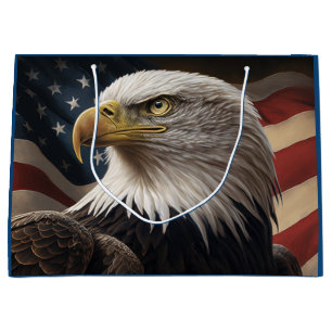 Grand Sac Cadeau Aigle et drapeau américain