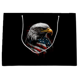 Grand Sac Cadeau Aigle Patriotique USA Drapeau Américain 4 Juillet