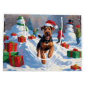 Grand Sac Cadeau Airedale Noël Festive Scène de neige (Dos)