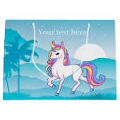 Grand Sac Cadeau ajouter text unicorne girls party (Devant)