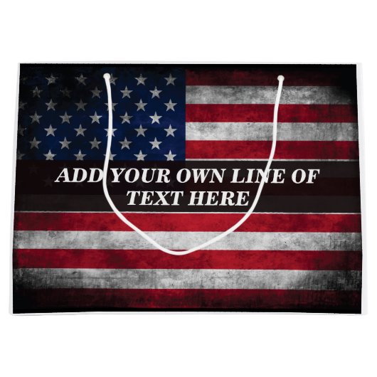 Grand Sac Cadeau Ajouter votre texte sur le drapeau américain (Devant)