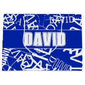 Grand Sac Cadeau Ajoutez n'importe quel nom, collage de nom en bleu (Devant)