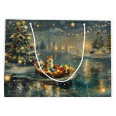 Grand Sac Cadeau Akita Christmas Festive Voyage (Dos)