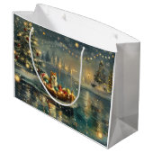 Grand Sac Cadeau Akita Christmas Festive Voyage (Dos Angle)