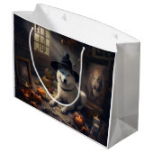 Grand Sac Cadeau Akita Citrouilles Halloween effroi (Dos Angle)