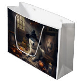 Grand Sac Cadeau Akita Citrouilles Halloween effroi (Devant Angle)