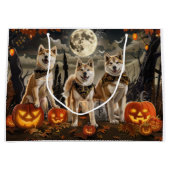Grand Sac Cadeau Akita Halloween Éffrayant (Devant)