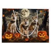 Grand Sac Cadeau Akita Halloween Éffrayant (Dos)