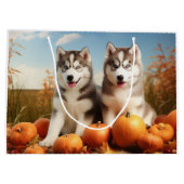 Grand Sac Cadeau Alaskan Malamute Chiot Automne Citrouille délice (Dos)