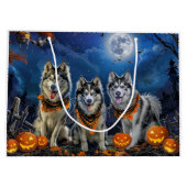 Grand Sac Cadeau Alaskan Malamute Halloween Éffrayant (Dos)