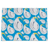 Grand Sac Cadeau Albatros blanc, bleu, jaune, gris, (Devant)