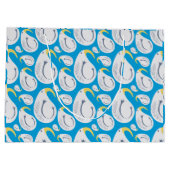 Grand Sac Cadeau Albatros blanc, bleu, jaune, gris, (Dos)