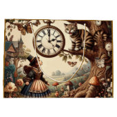 Grand Sac Cadeau Alice & Cheshire Cat: Whimsical Wonderland Fantasy (Dos)