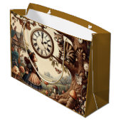 Grand Sac Cadeau Alice & Cheshire Cat: Whimsical Wonderland Fantasy (Dos Angle)