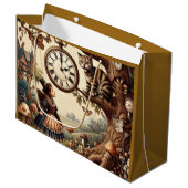 Grand Sac Cadeau Alice & Cheshire Cat: Whimsical Wonderland Fantasy (Devant Angle)