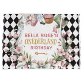 Grand Sac Cadeau Alice in Wonderland Flower Frame 1st birthday (Devant)