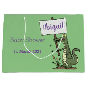 Grand Sac Cadeau Aligator de crocodile drôle avec dessin animé