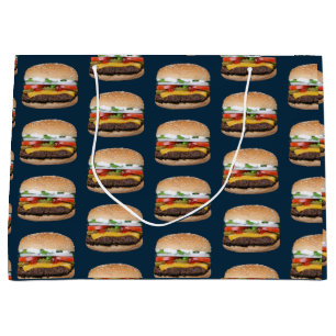 Grand Sac Cadeau Alimentation Fromage à thème BBQ Hamburger grillé 