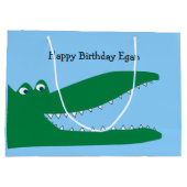 Grand Sac Cadeau Alligator vert avec Arrière - plan bleu (Dos)