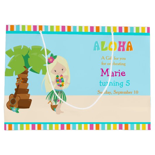 Grand Sac Cadeau Aloha Blonde Coiffeuse Merci fille (Dos)