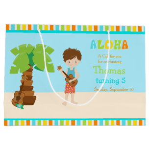 Grand Sac Cadeau Aloha Brunette Boy Merci