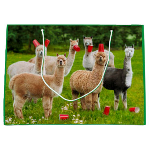 Grand Sac Cadeau Alpacas Avec Coupes Rouges