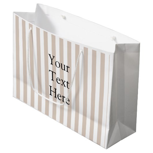 Grand Sac Cadeau Amande & Rayures Blanches (Devant Angle)