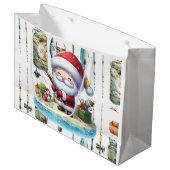 Grand Sac Cadeau Amateurs de pêche Noël Père Noël (Devant Angle)