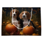 Grand Sac Cadeau American Anglais Foxhound Puppy Automne Delight (Devant)