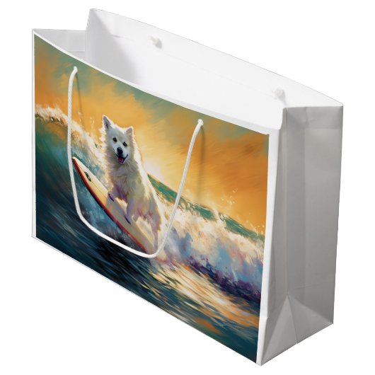 Grand Sac Cadeau American Eskimo Beach Surf Peinture (Devant Angle)