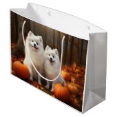Grand Sac Cadeau American Eskimo Chiot Automne Citrouille délice (Dos Angle)