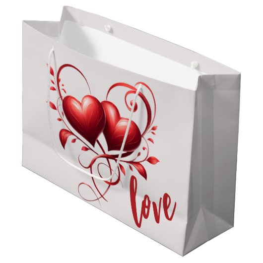 Grand Sac Cadeau Amour et Coeurs (Devant Angle)