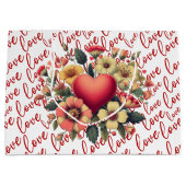 Grand Sac Cadeau Amour Et Fleurs Valentine (Devant)