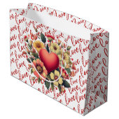 Grand Sac Cadeau Amour Et Fleurs Valentine (Dos Angle)