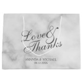 Grand Sac Cadeau Amour & Merci Classy Élégant Marbre Mariage Faveur (Devant)